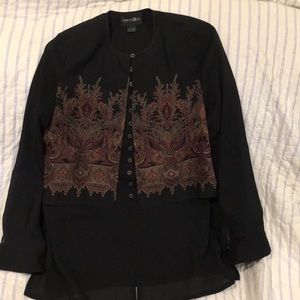 Womens elegant black tunic blouse